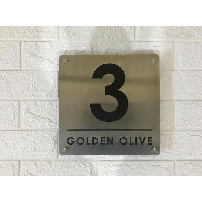 Nomor Rumah Stainless Steel Ukuran 25 x 25 cm