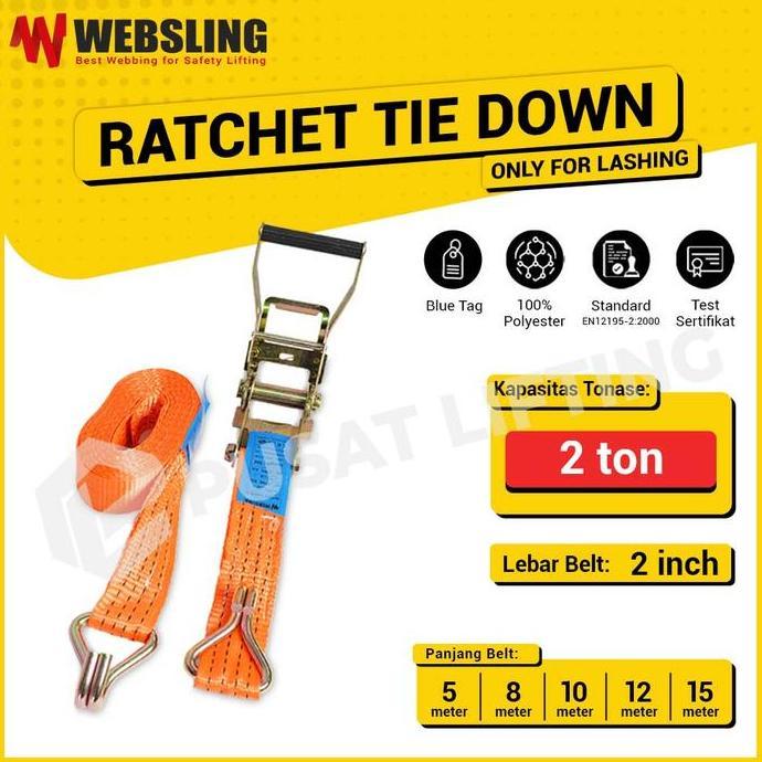 RATCHET TIE DOWN 2 INCH 2 TON TRACK BELT 5 8 10 12 15 METER WEBSLING