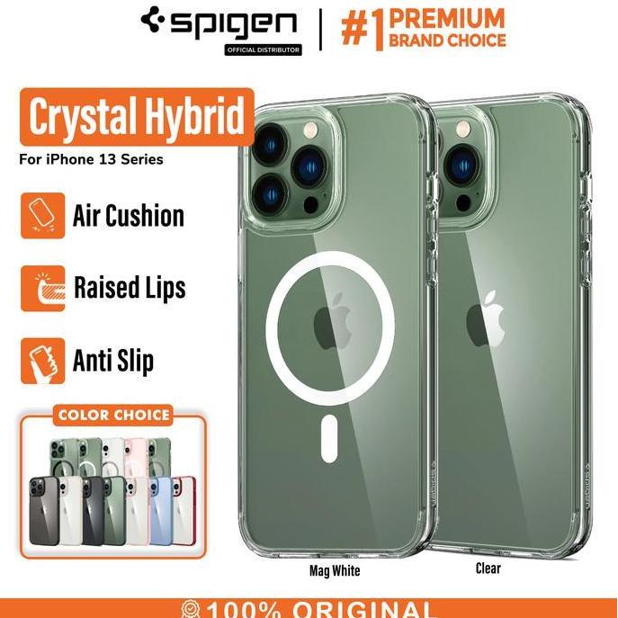 Case iPhone 13 Pro Max Mini Spigen Crystal Hybrid Anti Crack Magsafe - 13 Pro, Clear