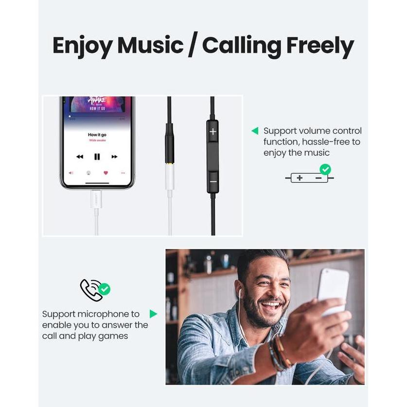 Splitter iPhone MFi Lightning To Jack 3.5mm 30759 30756