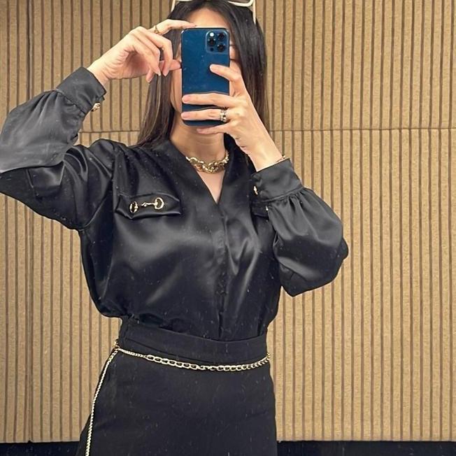 Kylia Top Satin Kylia Top Satin Blouse /Blouse Bahan By Bombshellstores/Satin