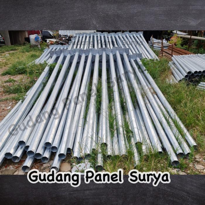 PREORDER Tiang Lampu PJU Tenaga Surya 9Meter 9m Oktagonal Single Arm