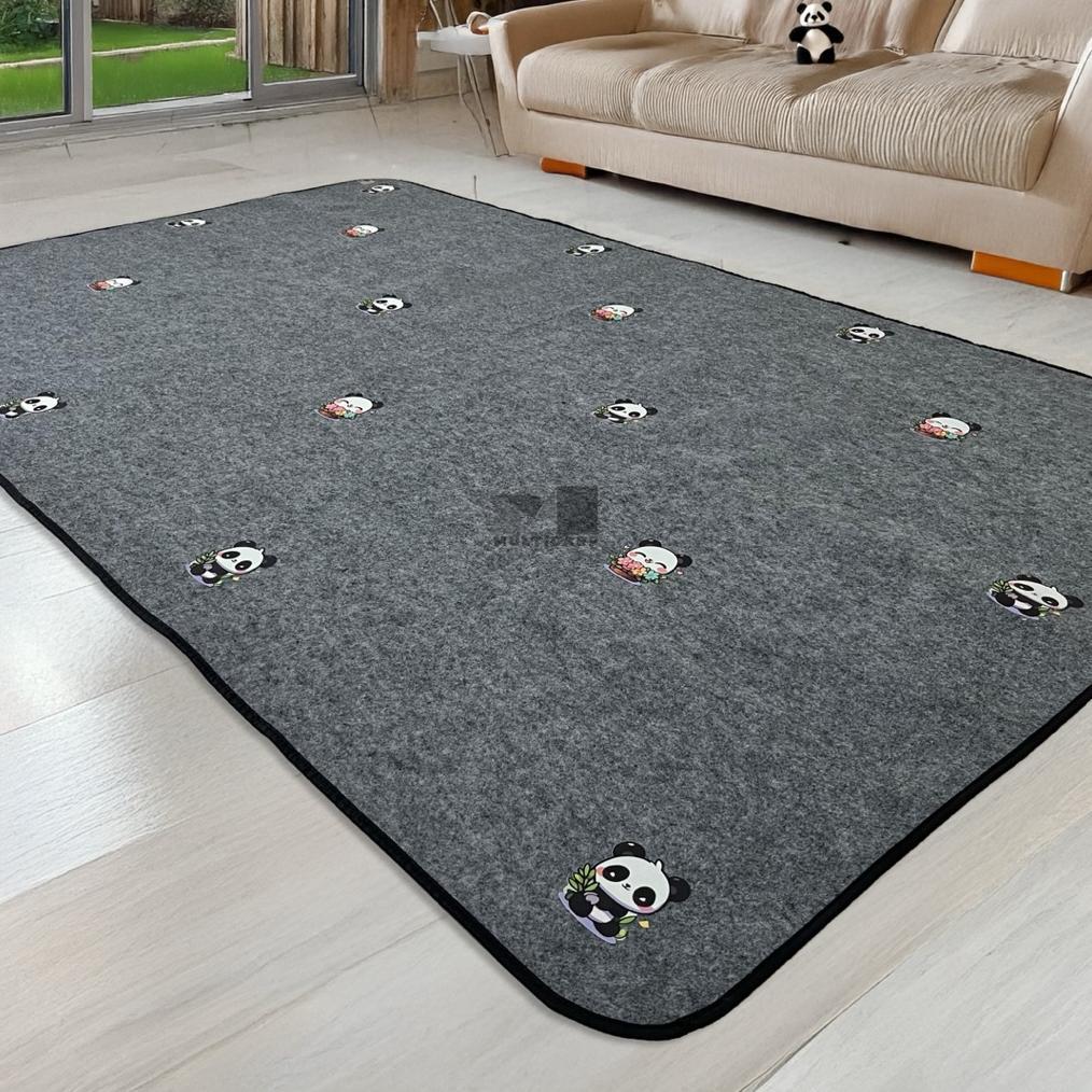TERBARU KARPET MINIMALIS GREY AESTHETIC MOTIF PANDA UKURAN 200X120 CM