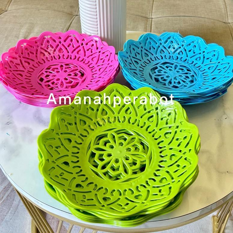Piring Rotan Plastik Warna Jumbo besar Cekung Piring Anyam Plastik Piring Buah Piring Susan Piring C