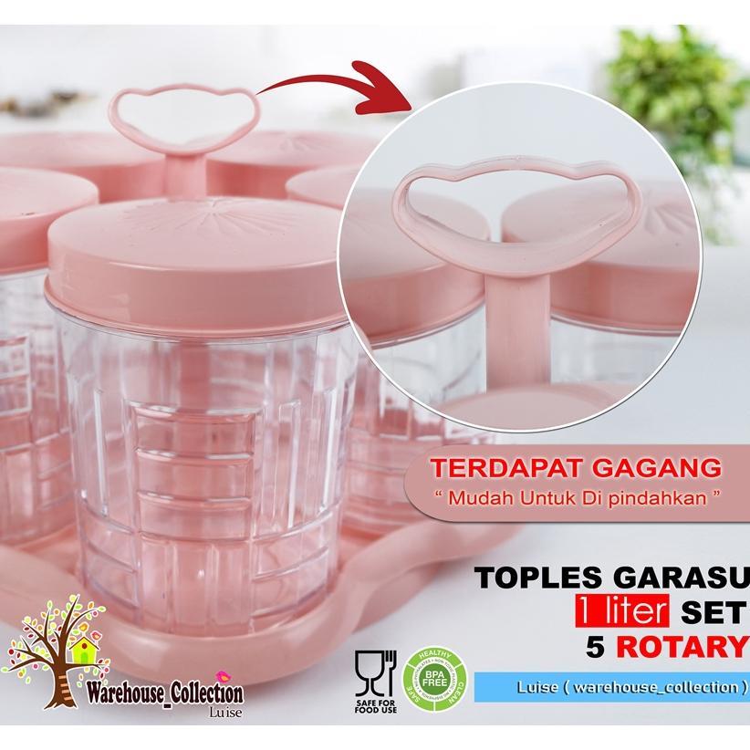ZARELL TOPLES BERPUTAR SET 6 & SET 5 TOPLES GARASU & MIZU 1 LITER //  ROTARY NAMPAN PUTAR PLASTIK AK