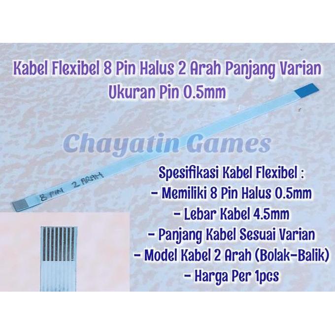 8 Pin Halus 2 Arah Panjang Varian Ukuran Pin 0.5mm