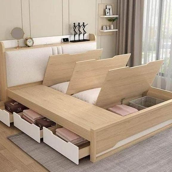 Terlaris Rangka Tempat Tidur Multifungsi Kamar Set Minimalis Modern Custom