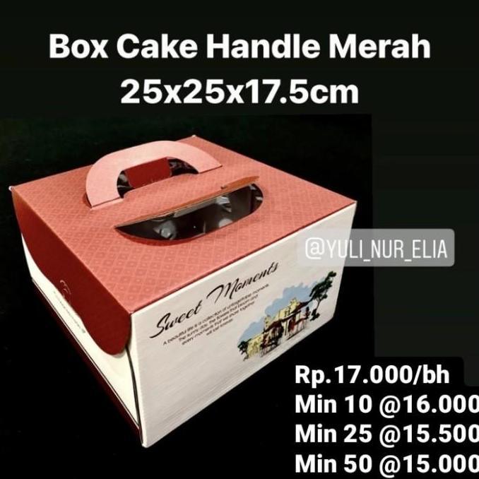 Box Cake Handle Merah 25x25x17.5cm