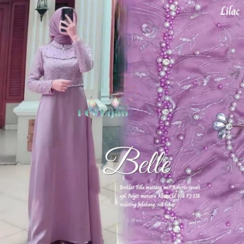 PROMO Helen Maxy Sonia Dress Jumbo Mutiara Brukat Gamis Kondangan Simple Mewah Lilac Wardah Xxxl Ld 