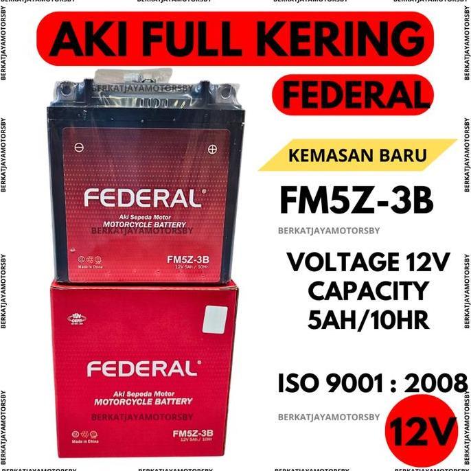 Promo AKI FULL KERING FM5Z-3B 12V 5AH 10HR AKI FEDERAL NANO GEL FM5Z3B ACCU BATTERY GM5Z3B MERK FEDE