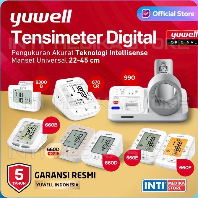 YUWELL - TENSIMETER DIGITAL YE 660B 660D 660E 660F 670 CR 990 WRIST 8300 B | TENSI TEKANAN DARAH PER