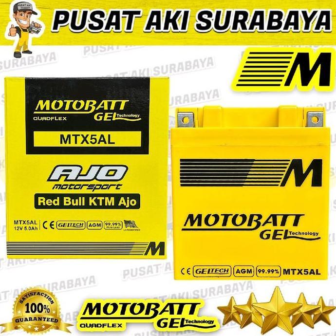 Promo ACCU ORIGINAL MOTOBATT MTX5AL 5 AMPER AKI SEPEDA MOTOR VEGA LEGENDA GRAND KAZE SUPRA X SMASH S