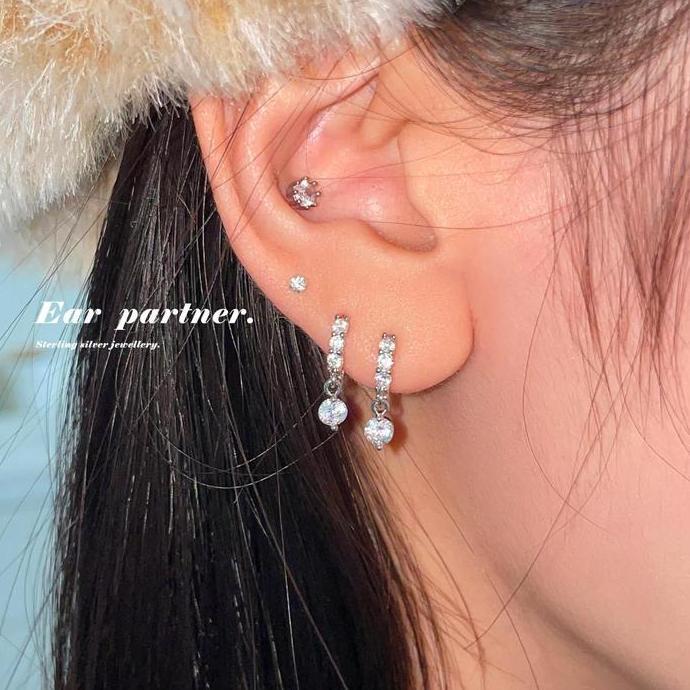 EAR PARTNER-Anting zirkel super berkilau untuk wanita, desain ringan dan mewah, aksesoris kecil dan 