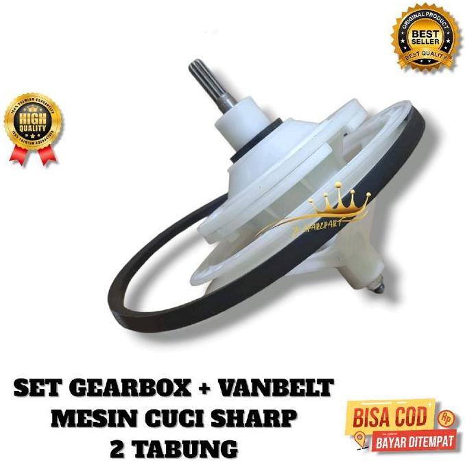 [SET ES-T70CL] Set Gearbox + Vanbelt Mesin Cuci SHARP ES-T70CL 2 Tabung TERBAIK