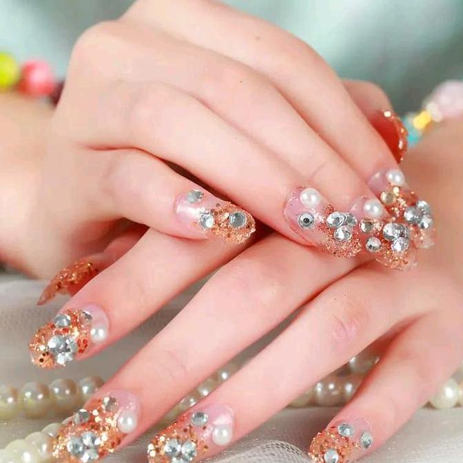 KUKU WEDDING 3D MODEL TERBARU NAIL KUKU PENGANTIN MANIK PERMATA MEWAH FRE LEM