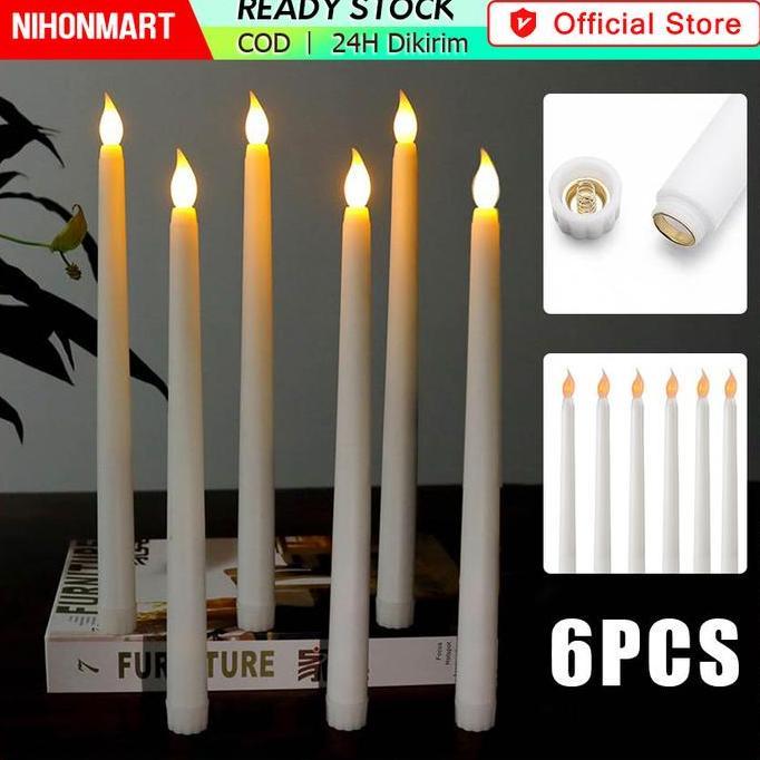 6PCS Lilin LED - Lilin Baterai Panjang - Lampu Elektrik Lilin - Lilin Lampu - Dekorasi Rumah - Lampu