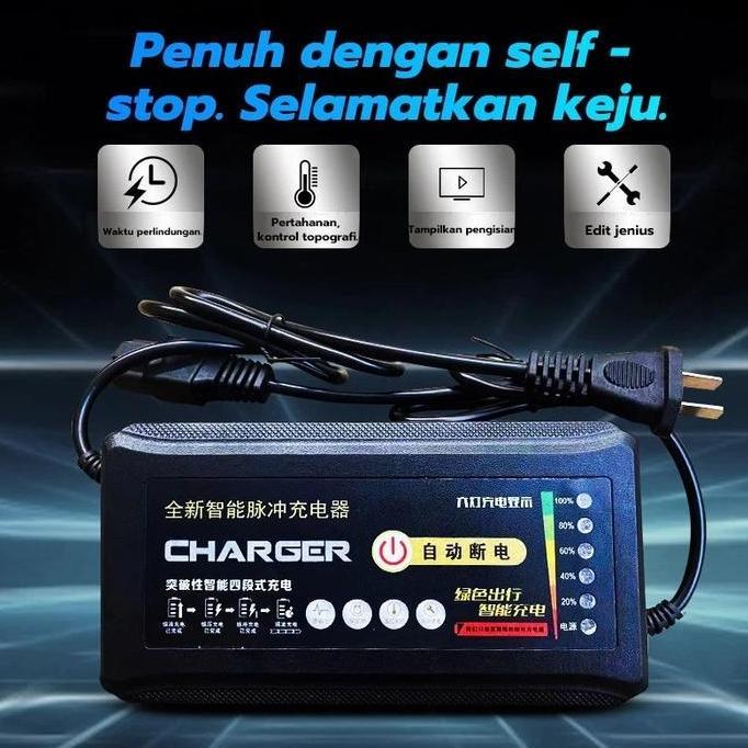 Promo Charger Sepeda Listrik 48V 12AH/48V 20AH / Universal Charger Motor Listrik / Cas Aki Motor / B