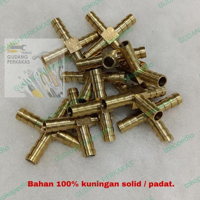 Nepel X Selang 5/16 TAIWAN Sambungan Selang 8mm Cabang 4 Kuningan