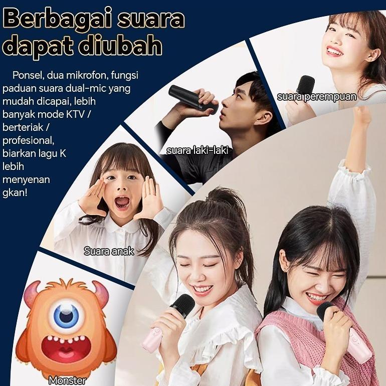 Terbaru Speaker Bluetooth  Karaoke 2Mic 1 Set Karaoke Speaker  Sound Bluetooth Super Bass Aktif Home