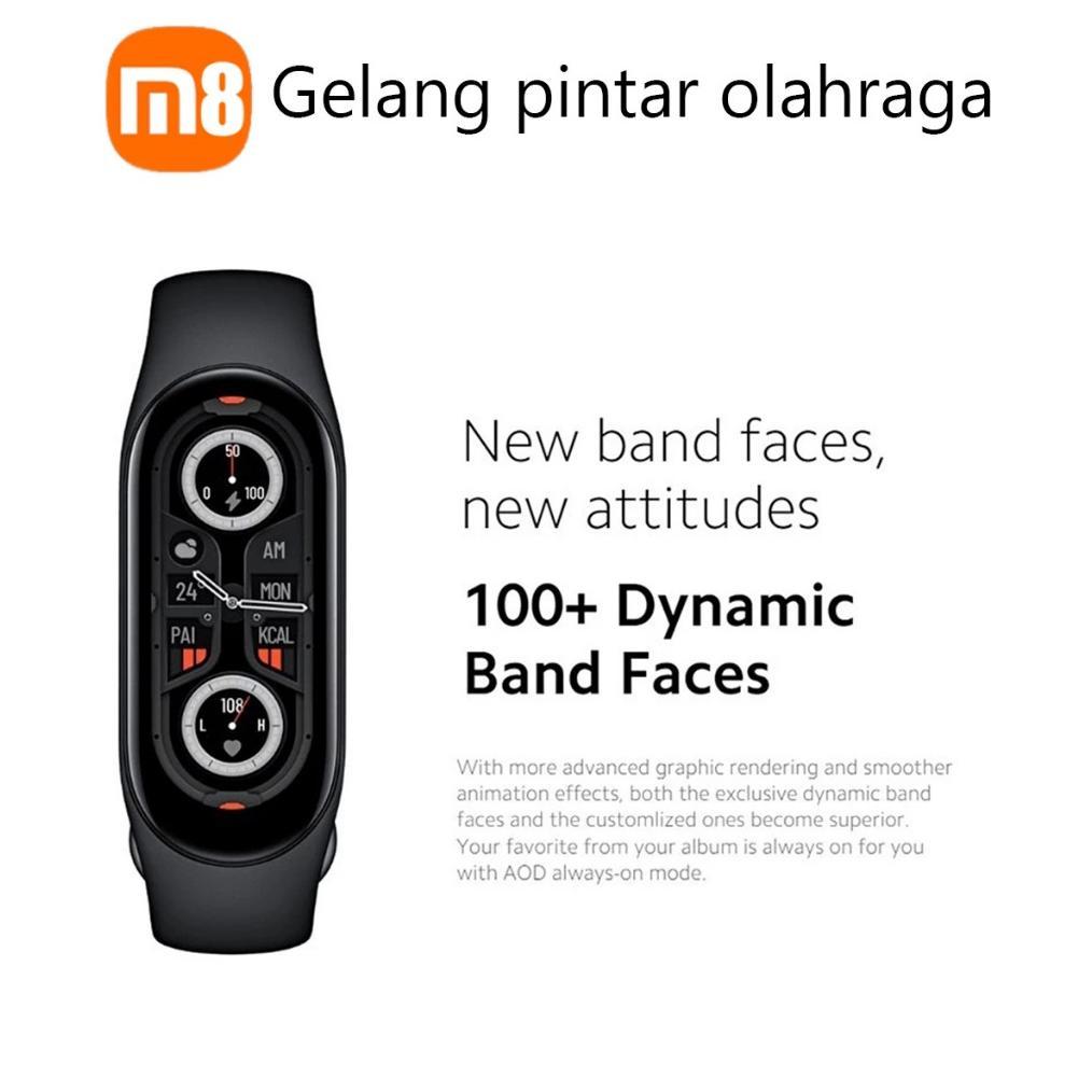 New 100% Asli-CodXiaomi Smartwatch M8 Band New Smartband 8 Jam Tangan Pria Jam Tangan Wanita Play Mu
