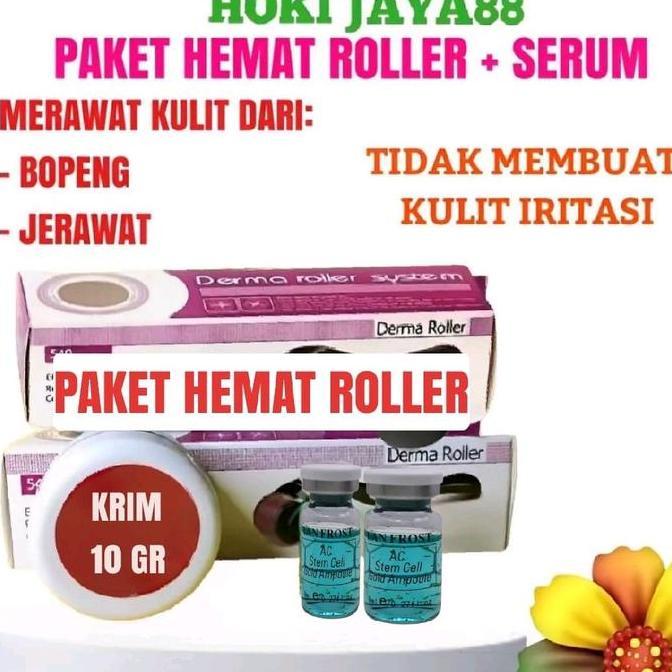 1 SET Perawatan Derma Roller Serum Krim f Penghilang Bekas Jerawat Bopeng Facial Treatment Wajah