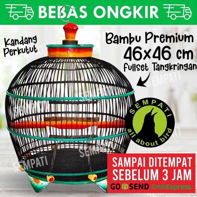 BEBAS ONGKIR - KHUSUS 3 JAM SAMPAI INSTAN GRAB GOJEK Sangkar Kandang Burung Perkutut Bambu Rotan Ful