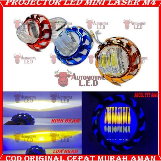 KANJALO ORIGINAL LAMPU LED LASER M4 LASER  PROJIE LED 2 WARNA LAMPU UTAMA MOTOR H6 H4 LAMPU PROJECTO