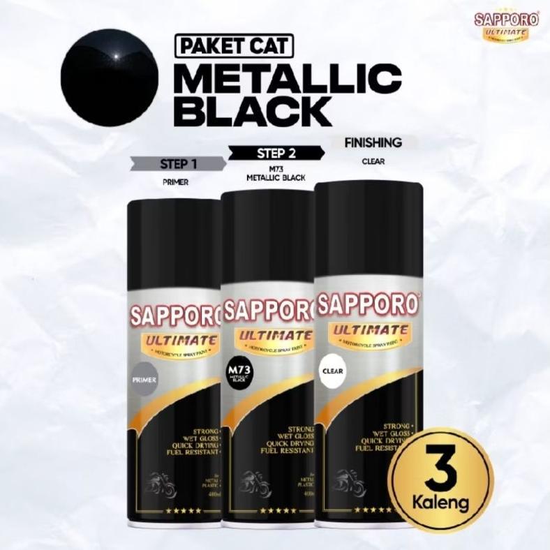 Paket Saporo SAPPORO ULTIMATE M73 Metallic Black Diamond The Shining Hitam Metalik B12 Cat Semprot S