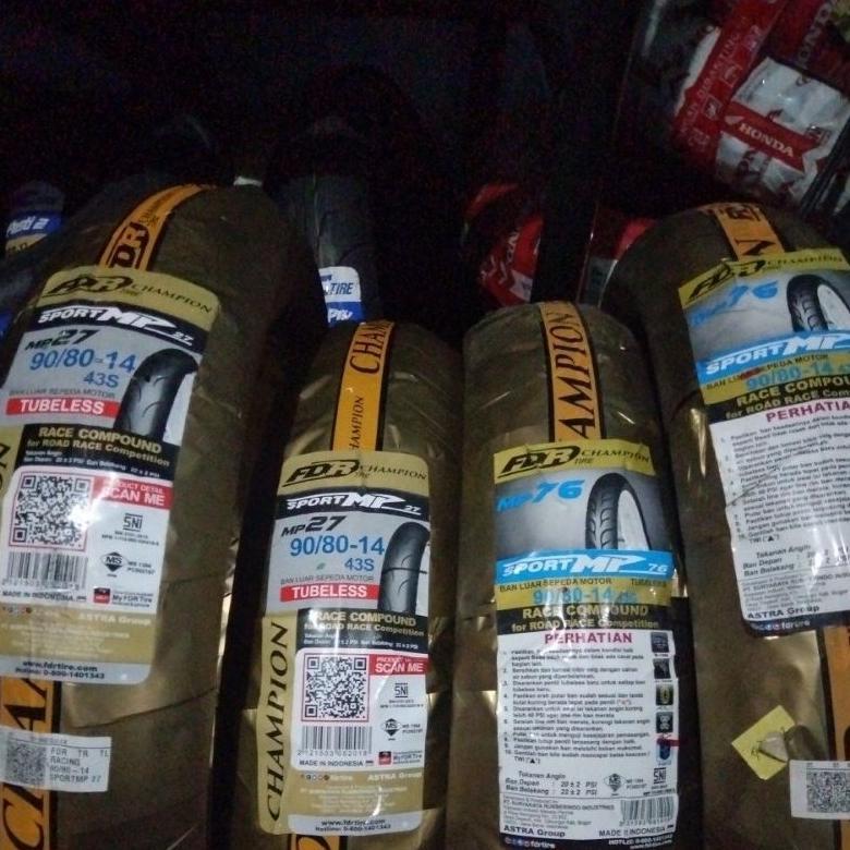Paket Sepasang Ban FDR MP76 MP27 90/80+90/80 Ring 14 Tubeless Ban Motor Balap Race soft compound Tub