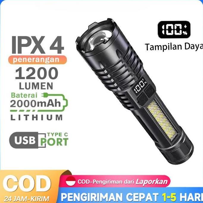 EIRDJA Senter LED Chargeable Senter Cas Senter Super Terang Zoom 7 Mode Cahaya SenterSenter Ringan T