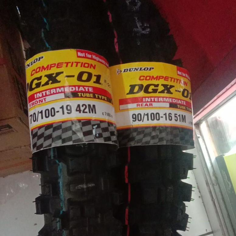 Paket Ban Trail DUNLOP Ring 16 Dan 19 Depan Belakang DUNLOP 70/100-19 90/100-16 DGX-01 COMPETITION S