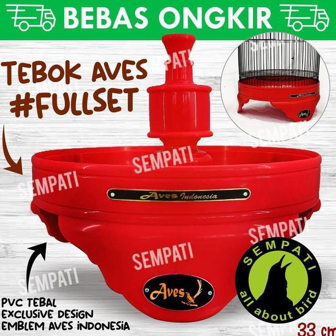 SUPER DEAL - Tebok Aves Plus Pion Logo Fullset Tebok PVC Sangkar Kandang Burung Lovebird Love Bird L
