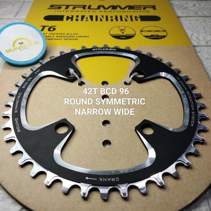 Chainring Crank STRUMMER 40T 42T BCD 96 ROUND CNC Sepeda MTB Roadbike