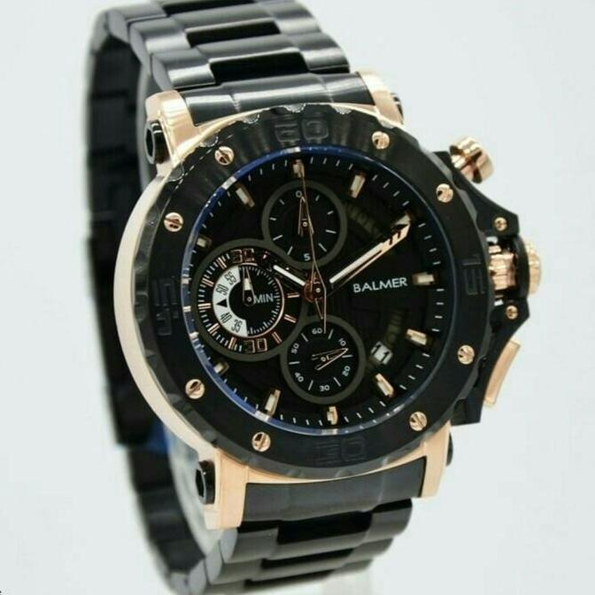 Ready Jam Tangan Balmer ORIGINAL 7975 Hitam Rosegold Mewah Jam Sport Pria