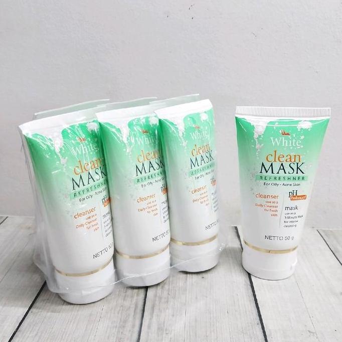 HARGA PABRIK - {6 Pcs} VIVA WHITE CLEAN MASK REFRESHNER 50 Gr BPOM | MASKER WAJAH VIVA UNTUK KULIT B