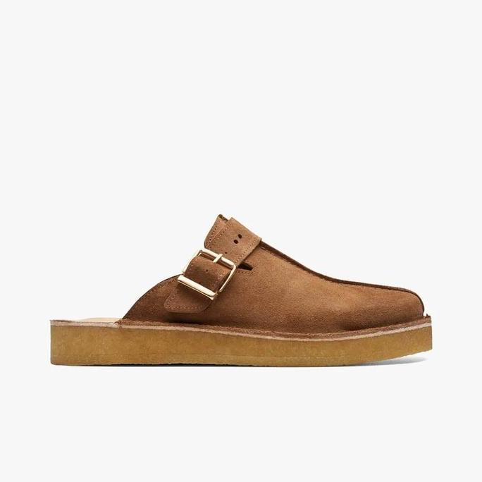 Ready CLARKS Trek Mule Original Slip On Pria Suede Leather - Caramel
