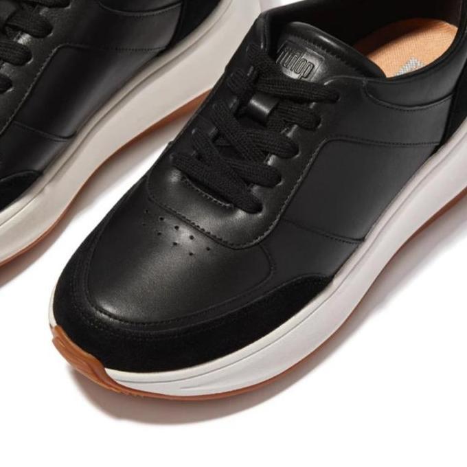 Ready FITFLOP F-MODE LEATHER FLATFORM ORIGINAL SEPATU SNEAKERS WANITA -BLACK