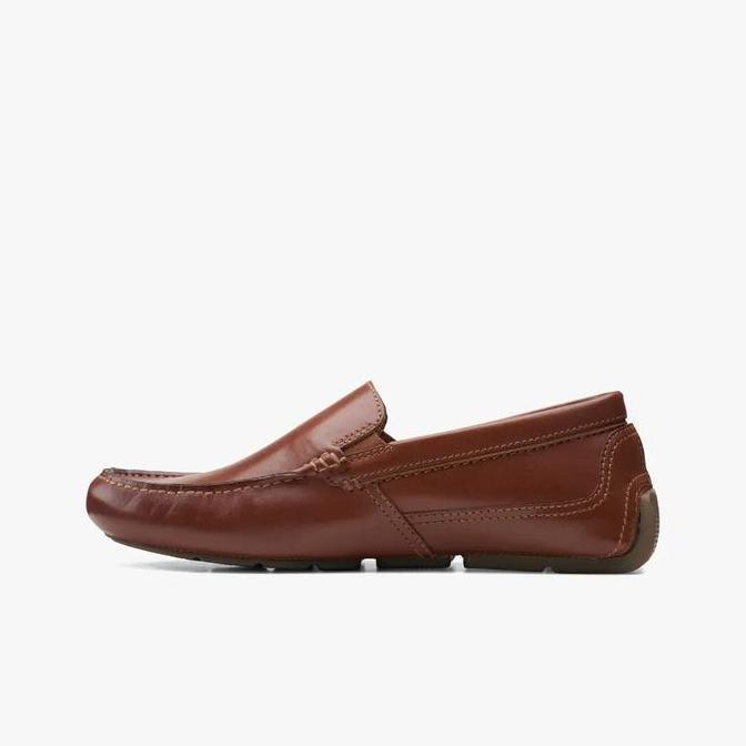 Ready CLARKS Markman Plain Original Slip On Pria Leather - Dark Tan