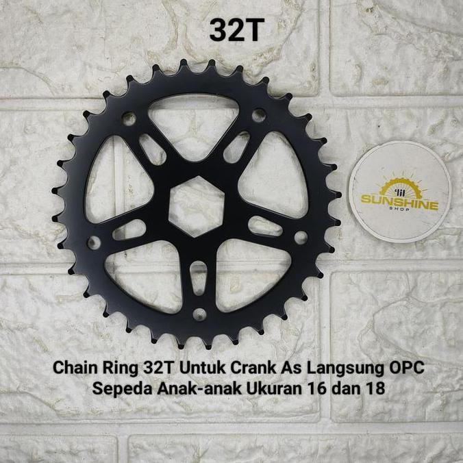 Chain Ring Piringan 32T Untuk Crank Gir Tengah As Langsung Sepeda Anak 16 18