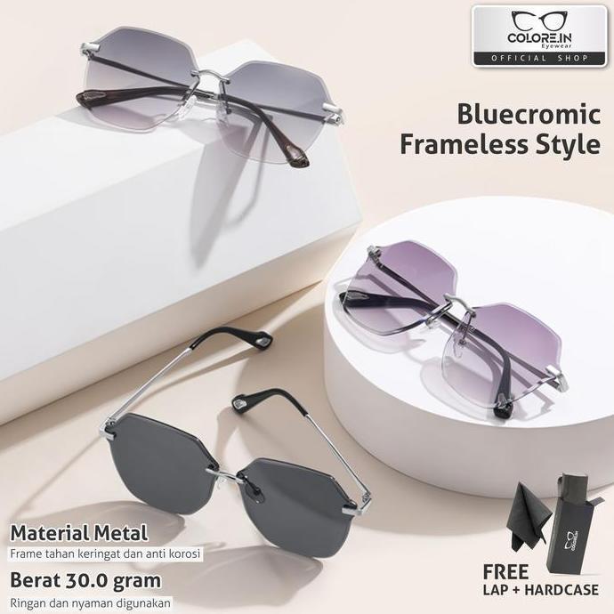 Colore.in Kacamata Bluecromic Geometric Bahan PC+Metal Modern Beauty Mirror 8195