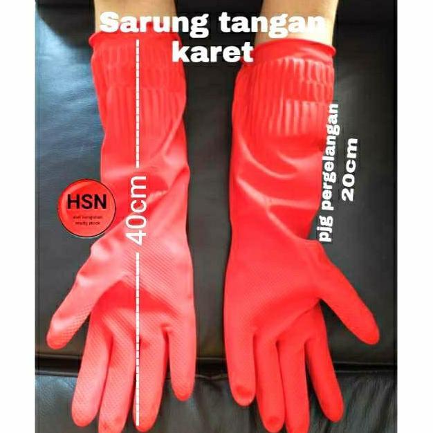 SARUNG TANGAN KARET PANJANG 40CM - SARUNG TANGAN KIMIA LATEX GLOVES