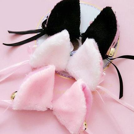 HPNK kawaii nekomimi jepit kuping kucing neko cat hairpin black white gray