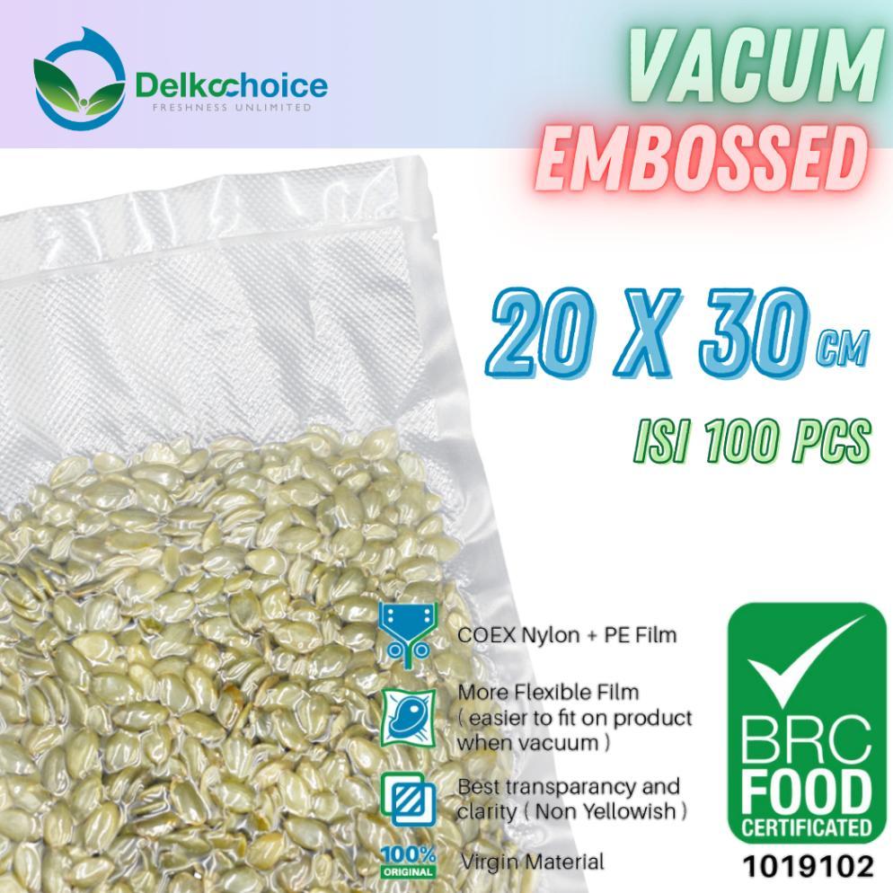 DELKOCHOICE PLASTIK VACUM EMBOS | VAKUM MAKANAN | VACUUM BAG EMBOS DELKOCHOICE 20X30
