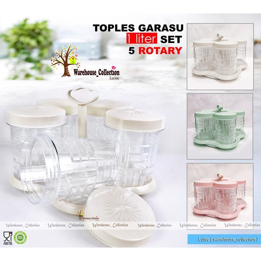 FREE ONGKIR TOPLES BERPUTAR SET 6 & SET 5 TOPLES GARASU & MIZU 1 LITER //  ROTARY NAMPAN PUTAR PLAST