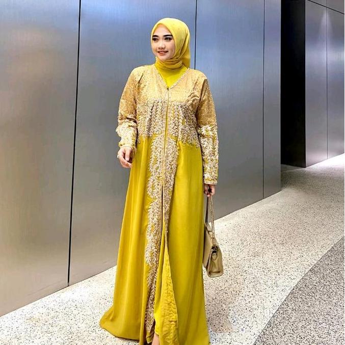 Abaya/Kaftan ARABIAN Mewah Bordir Tile Mewah Free Turban dan Manset Gamis / Dress Panjang Muslim Wan