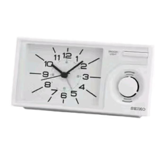 Seiko Jam Meja Clock Beker Weker QHP004W QHP004 W Putih Alarm Bunyi Bel