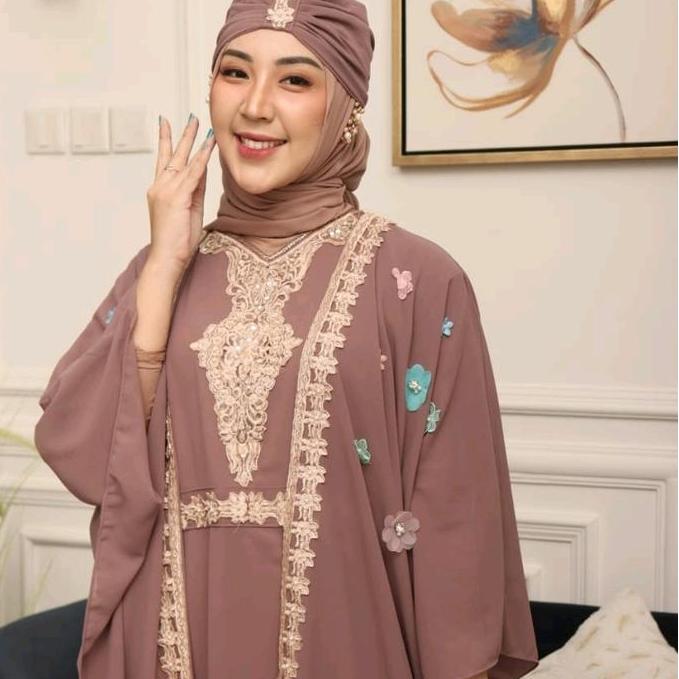 SALE Abaya / Kaftan BELLA Exclusive Mewah Trendy Semi Outer / Dress Lebaran Pesta Kondangan Wanita R