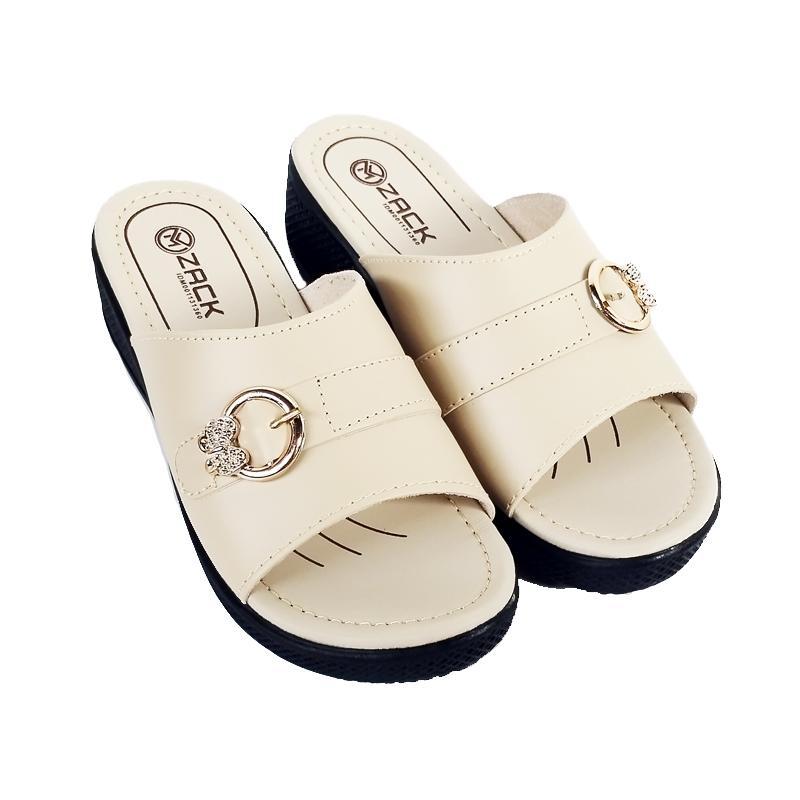 FREE ONGKIR ZACK 38-42 SANDAL WANITA WEDGES SELOP TRENDY CREAM CASUAL JUMBO "SABUK"