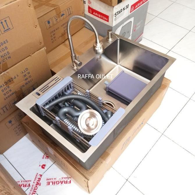 paket kitchen sink 7545+kran sus 304+t sabun/sink