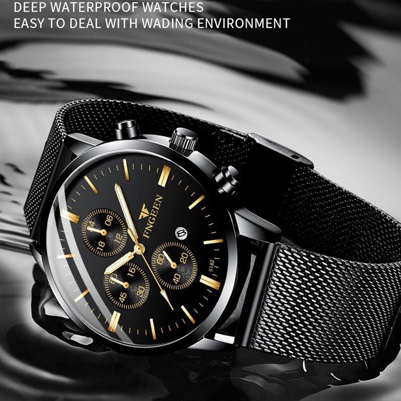 Cuci Gudang Fngeen W5128 Jam Tangan Pria Tipis Rantai Pasir Kasual Quartz Original Anti Air Watch